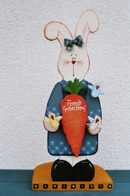 Hase mit vogel blau